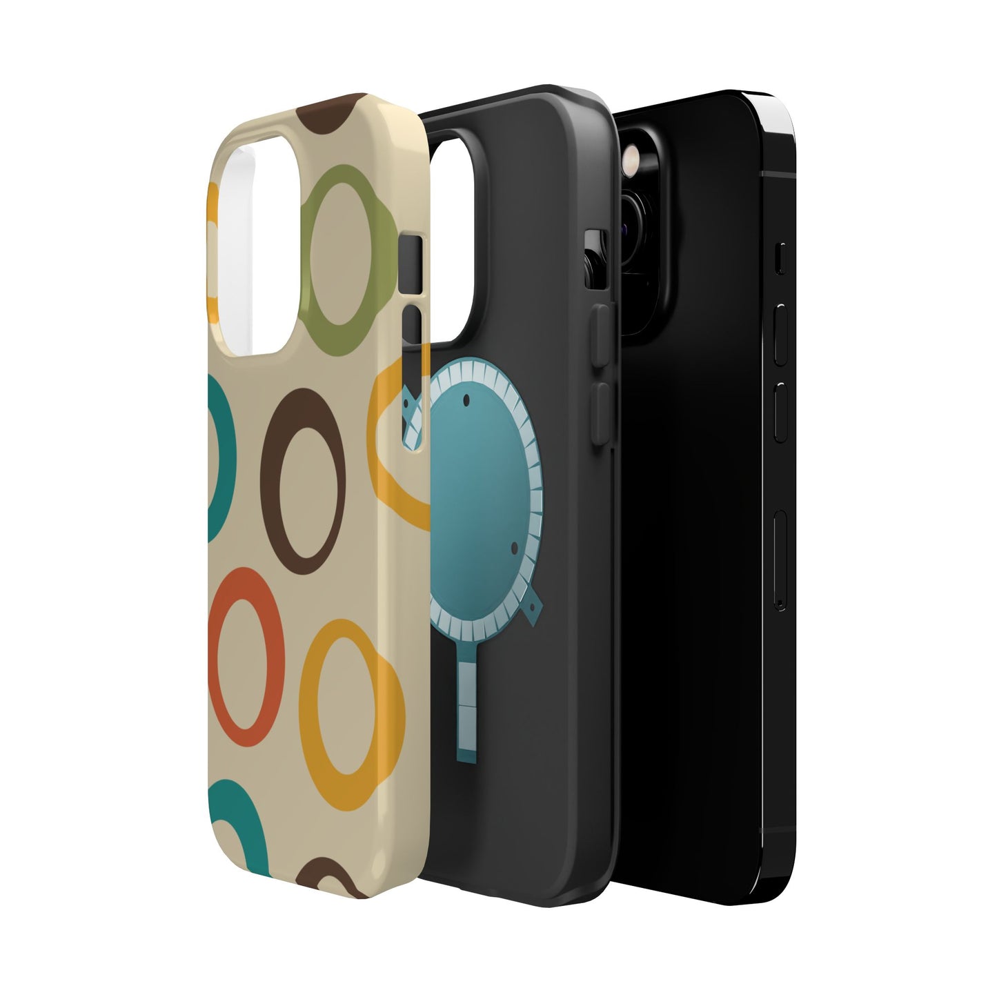 Retro Colorful Rings MagSafe iPhone Case – Shockproof, Matte Finish, Dual-Layer Protection