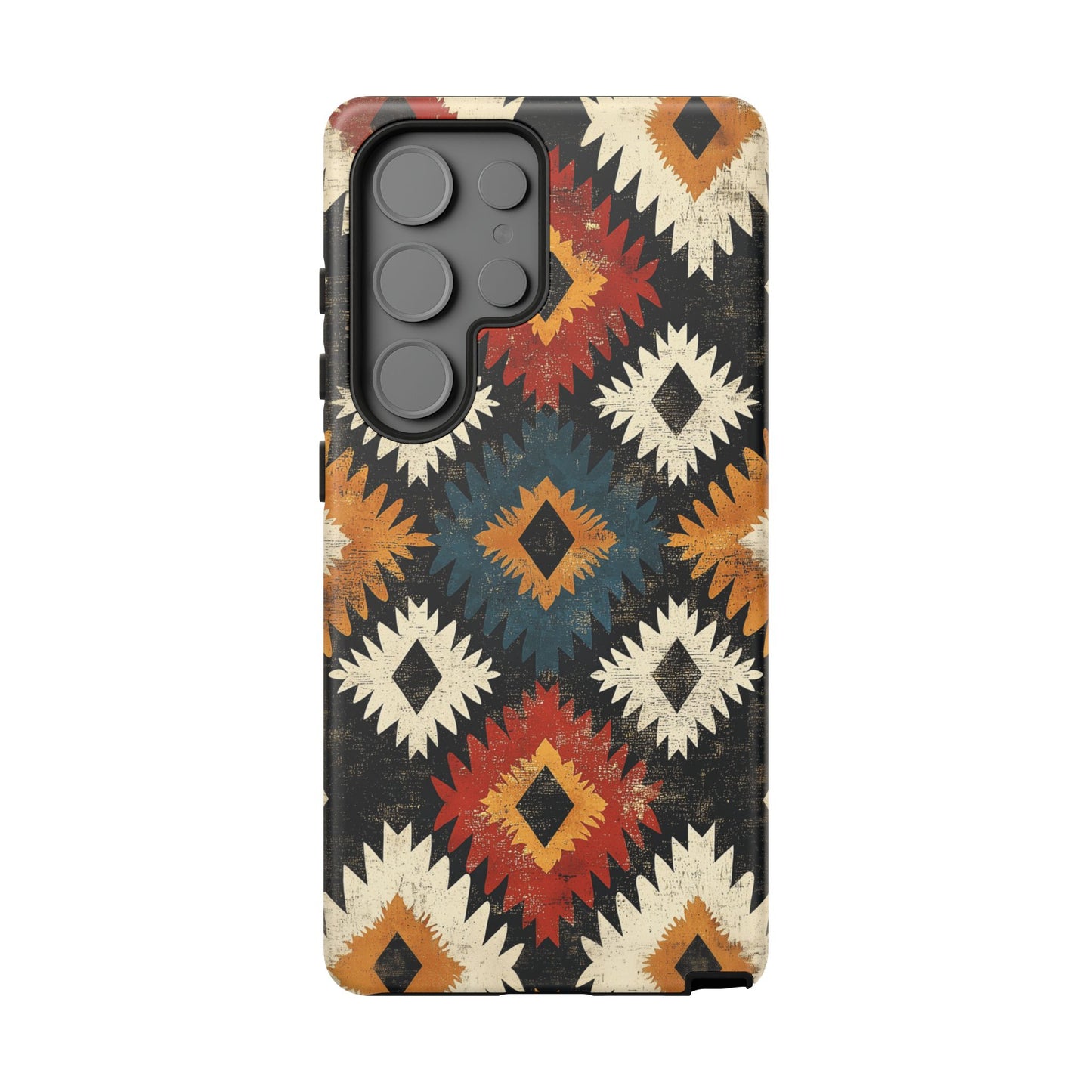 Rustic Tribal Sunburst Tough Samsung Galaxy  Case – Vibrant Geometric Design, Dual-Layer Protection