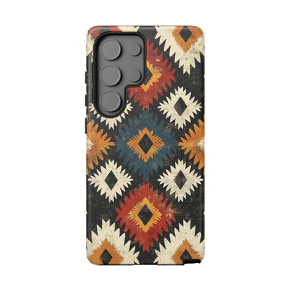 Rustic Tribal Sunburst Tough Samsung Galaxy  Case – Vibrant Geometric Design, Dual-Layer Protection