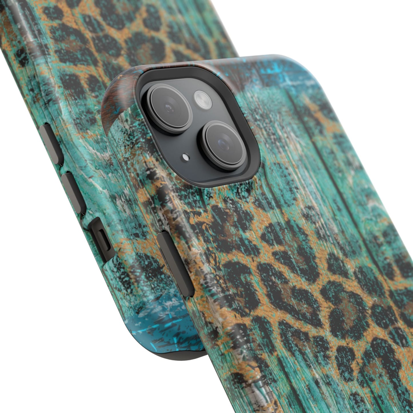 Turquoise Rustic Leopard Wood - MagSafe  iPhone Series Case