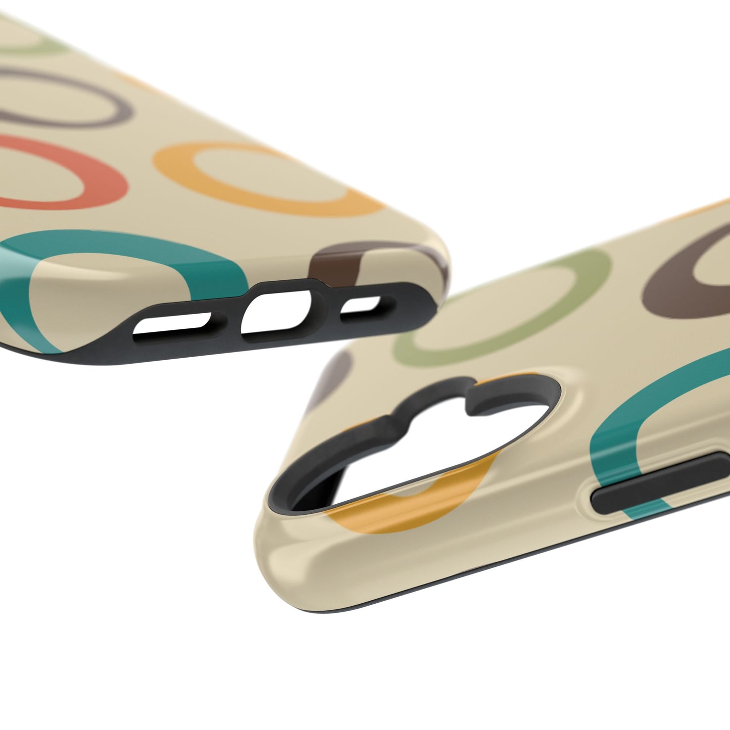 Retro Colorful Rings MagSafe iPhone Case – Shockproof, Matte Finish, Dual-Layer Protection