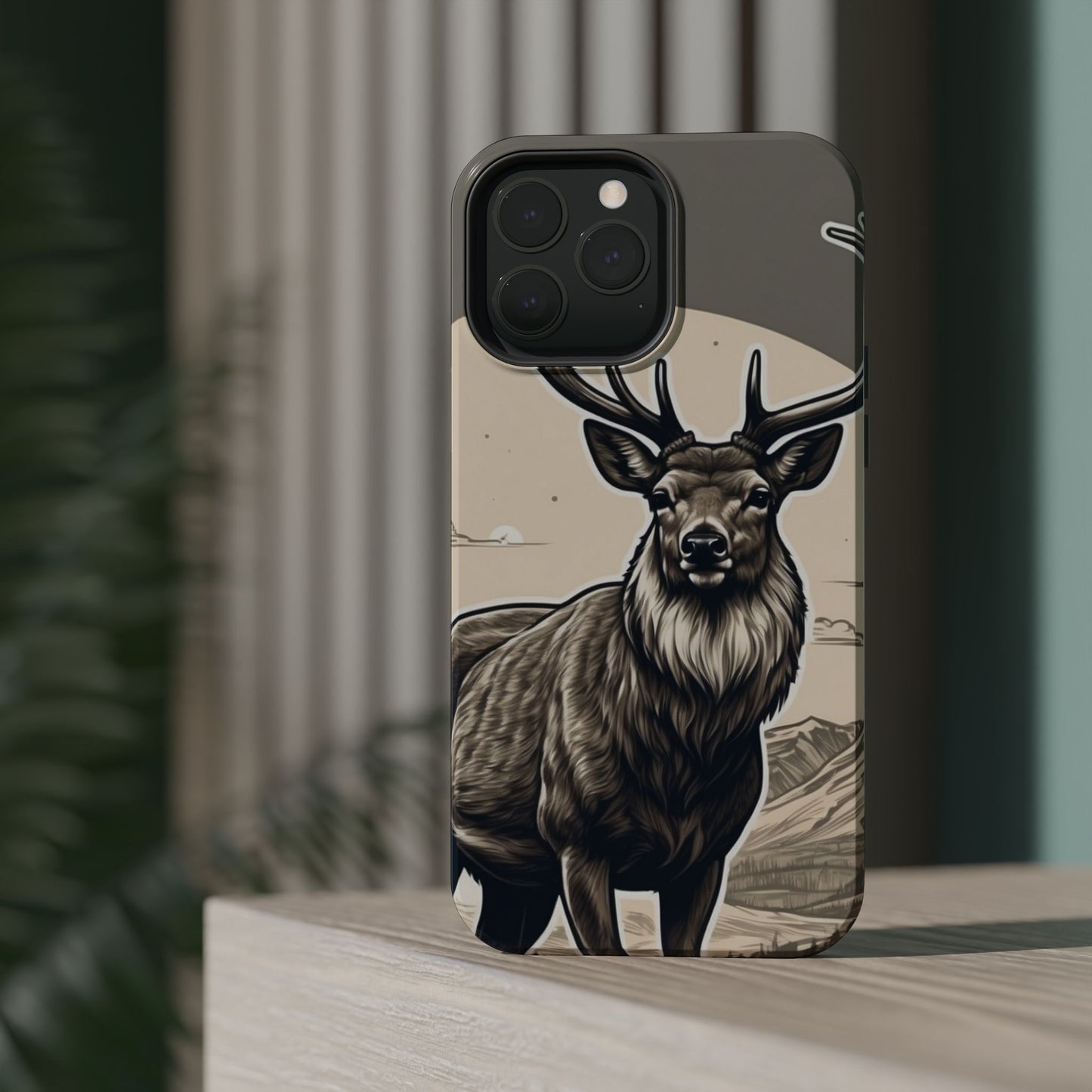 Monochrome Majesty – Regal Stag MagSafe iPhone Cases