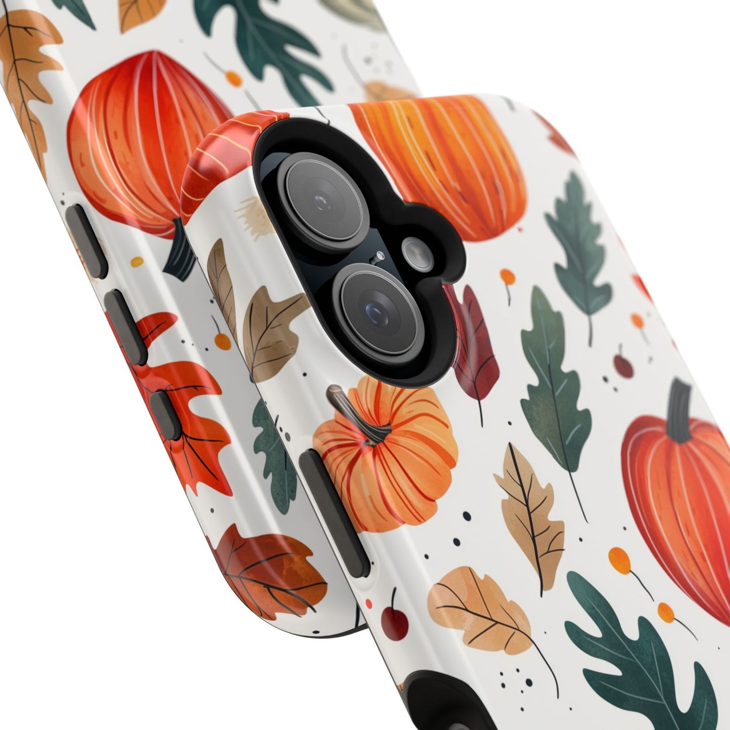 Autumn Harvest MagSafe iPhone Case - Pumpkin and Fall Leaf Design