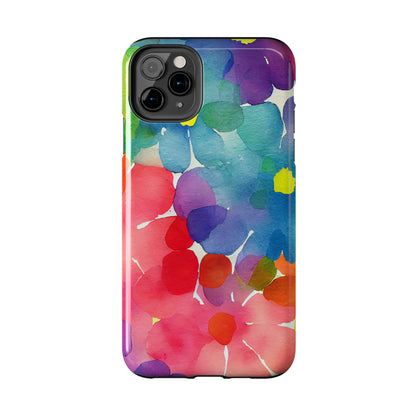 Rainbow Bloom Watercolor iPhone Case – Slim Design, Glossy Finish