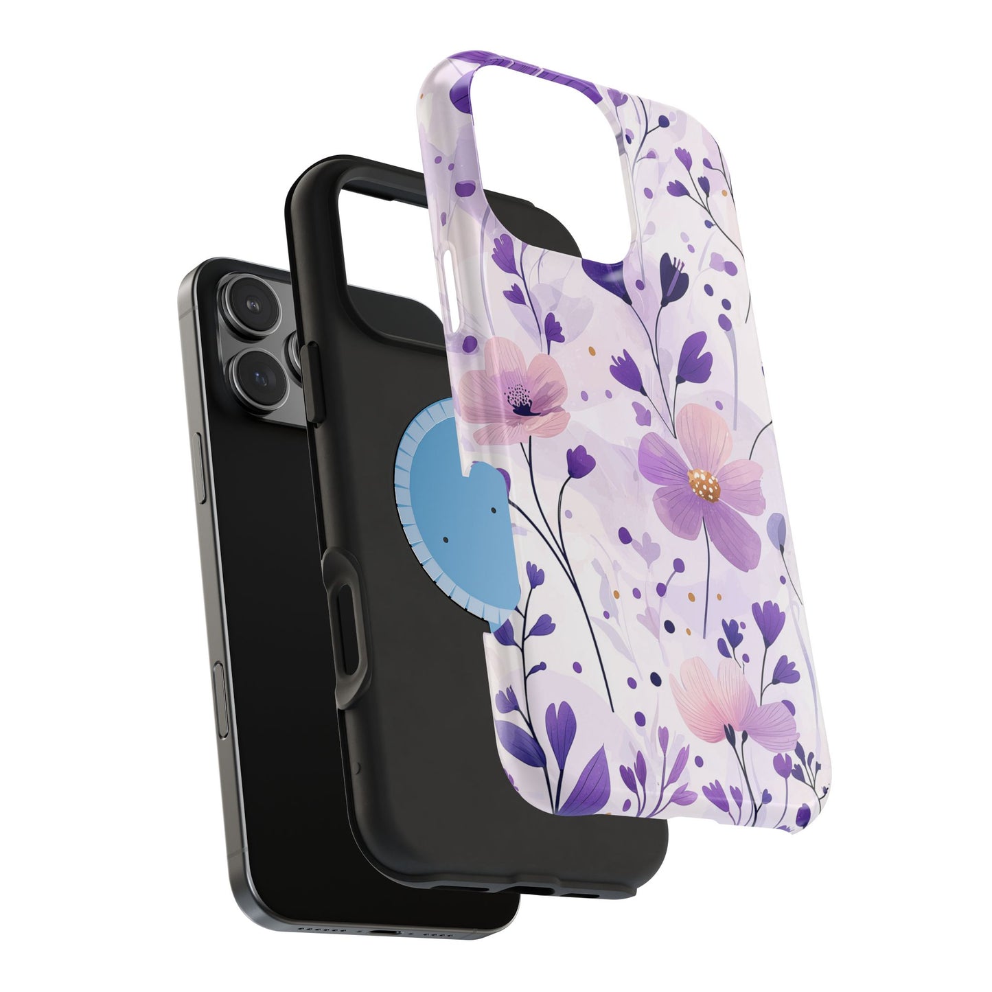 Purple Floral Bliss MagSafe iPhone Case – Delicate Blossom Design