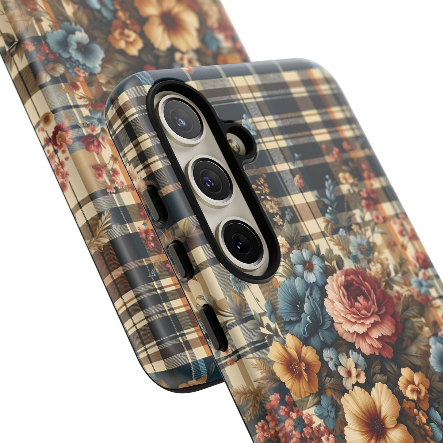 Vintage Floral Checkered Phone Case