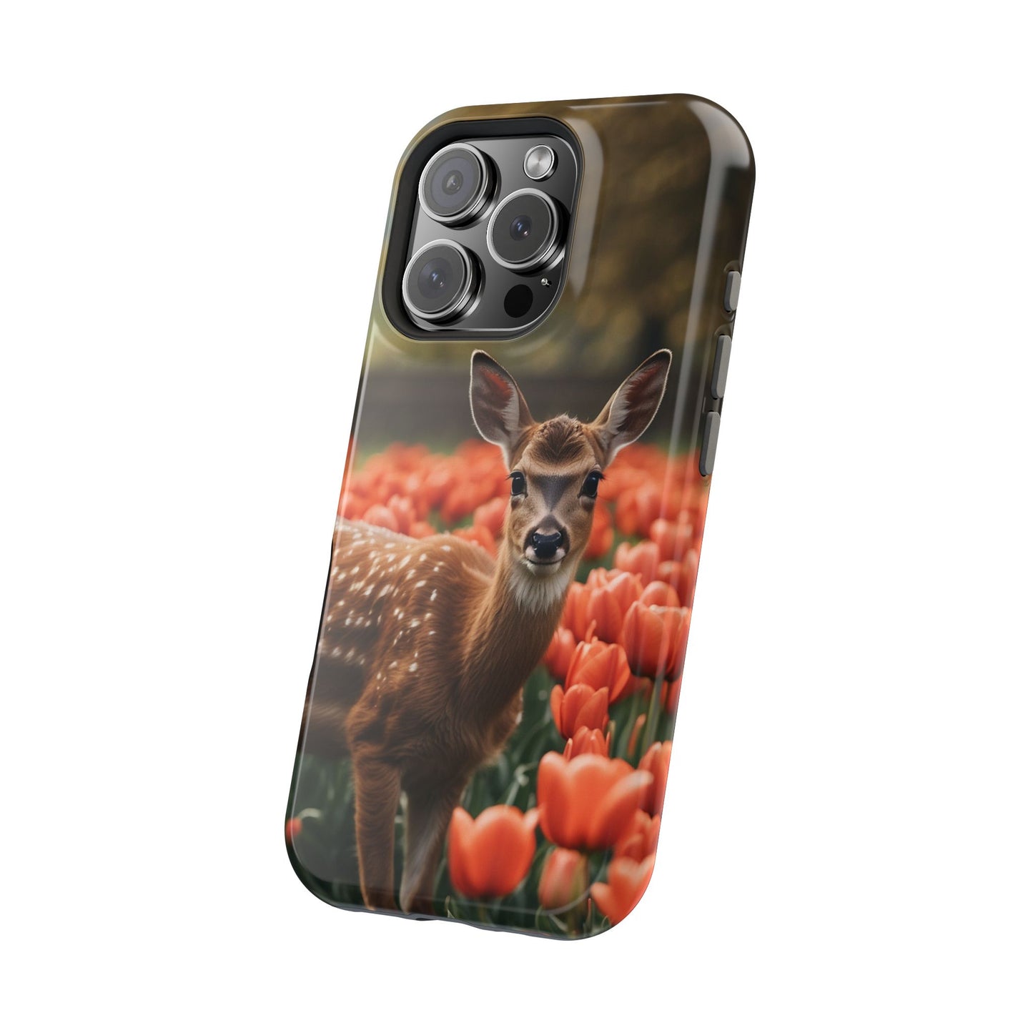 Fawn Among Tulips MagSafe iPhone Case