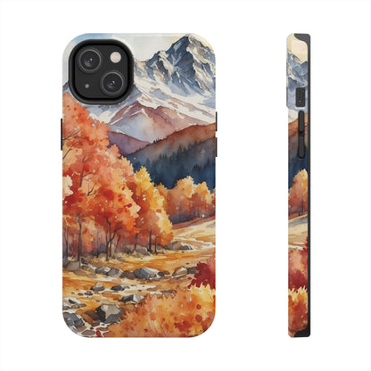 Watercolor Autumn Forest and Mountains - iPhone Case