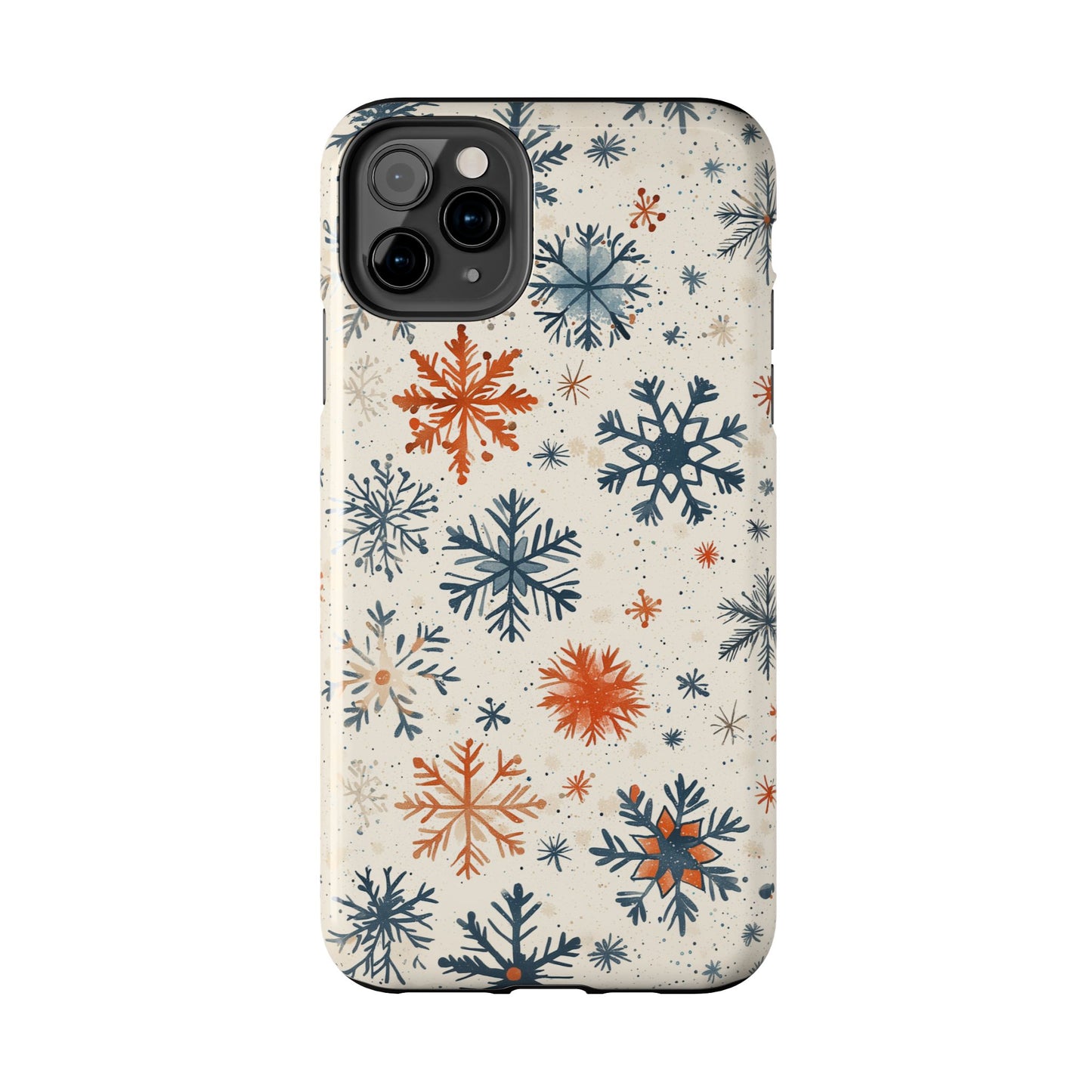 Rustic Orange and Blue Snowflake Pattern – iPhone Series Case