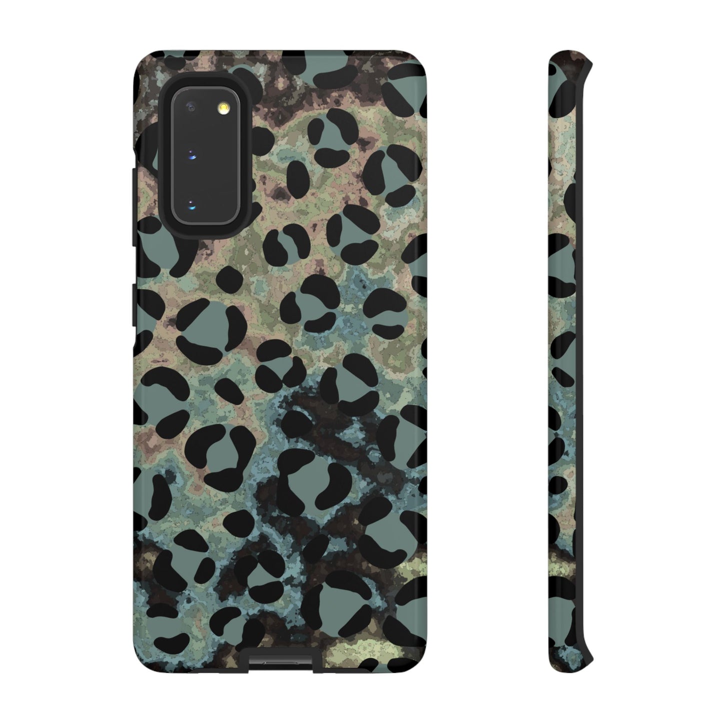 Moody Watercolor Leopard Print Tough Samsung Galaxy Case – Earthy Abstract Pattern with Dual-Layer Protection