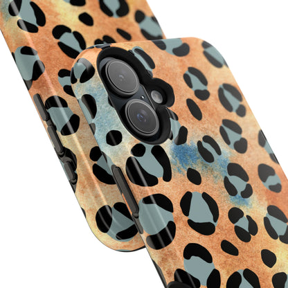 Sunset Watercolor Leopard Print Tough MagSafe iPhone Case – Artistic Animal Pattern with Dual-Layer Protection