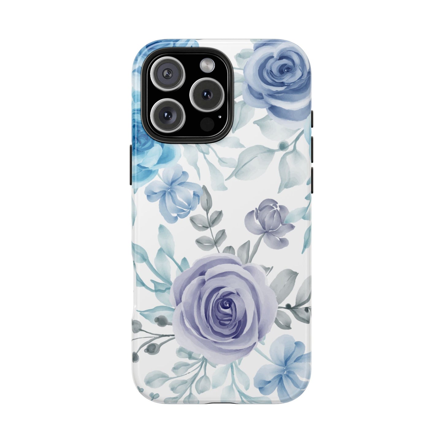 Elegant Blue & Violet Roses iPhone Case – Luxurious Floral Design for Chic Device Protection