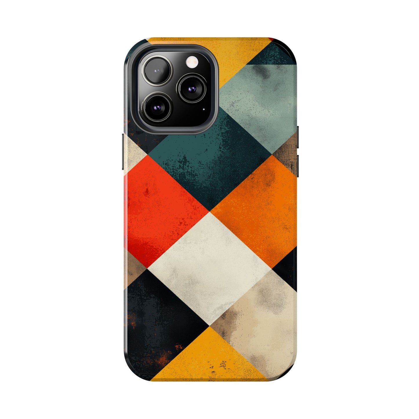 Geometric Retro iPhone  Case - Colorful Checkered Protective Cover