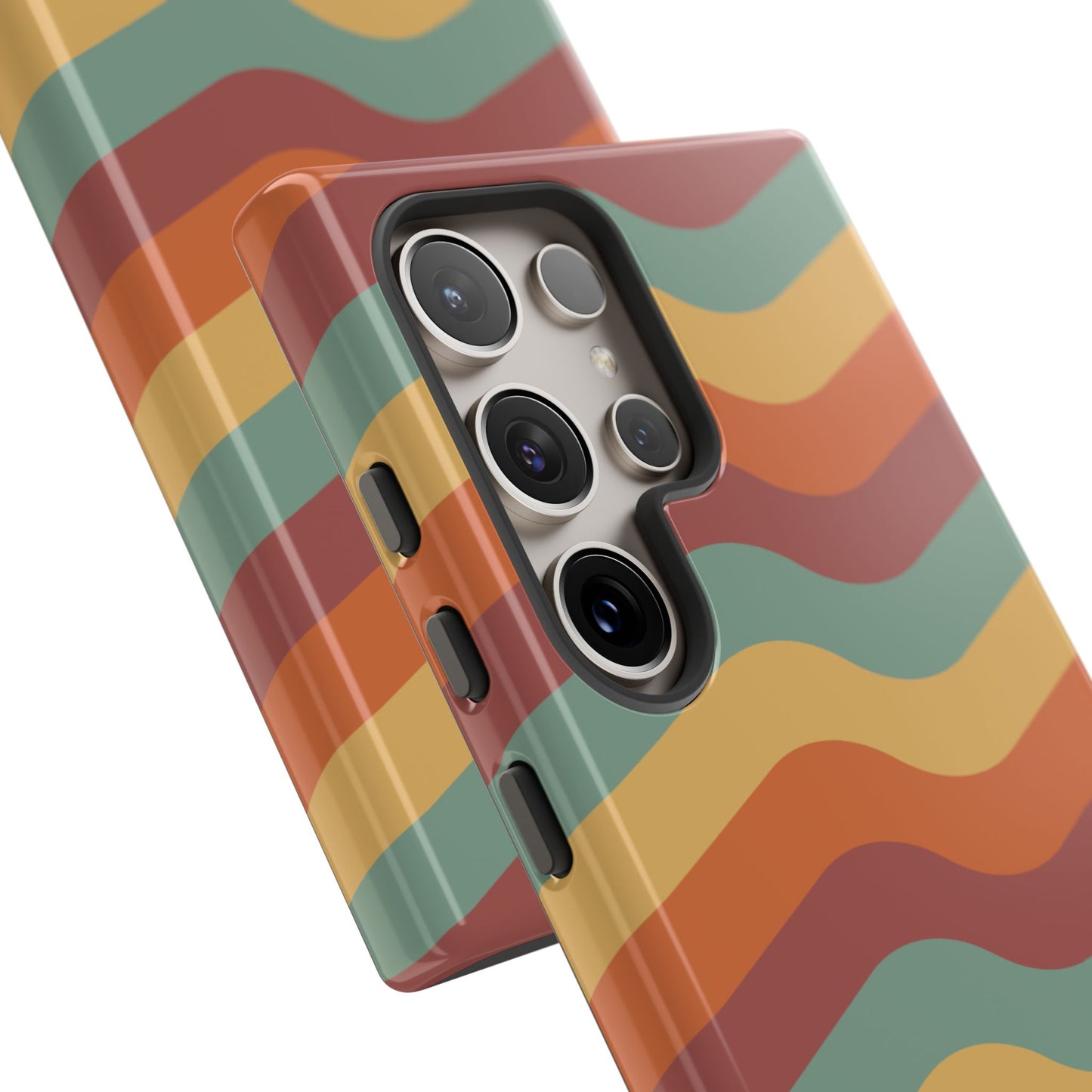 Retro Vibe Wavy Stripes Samsung Galaxy Case – 70s-Inspired in Teal, Orange, and Rust