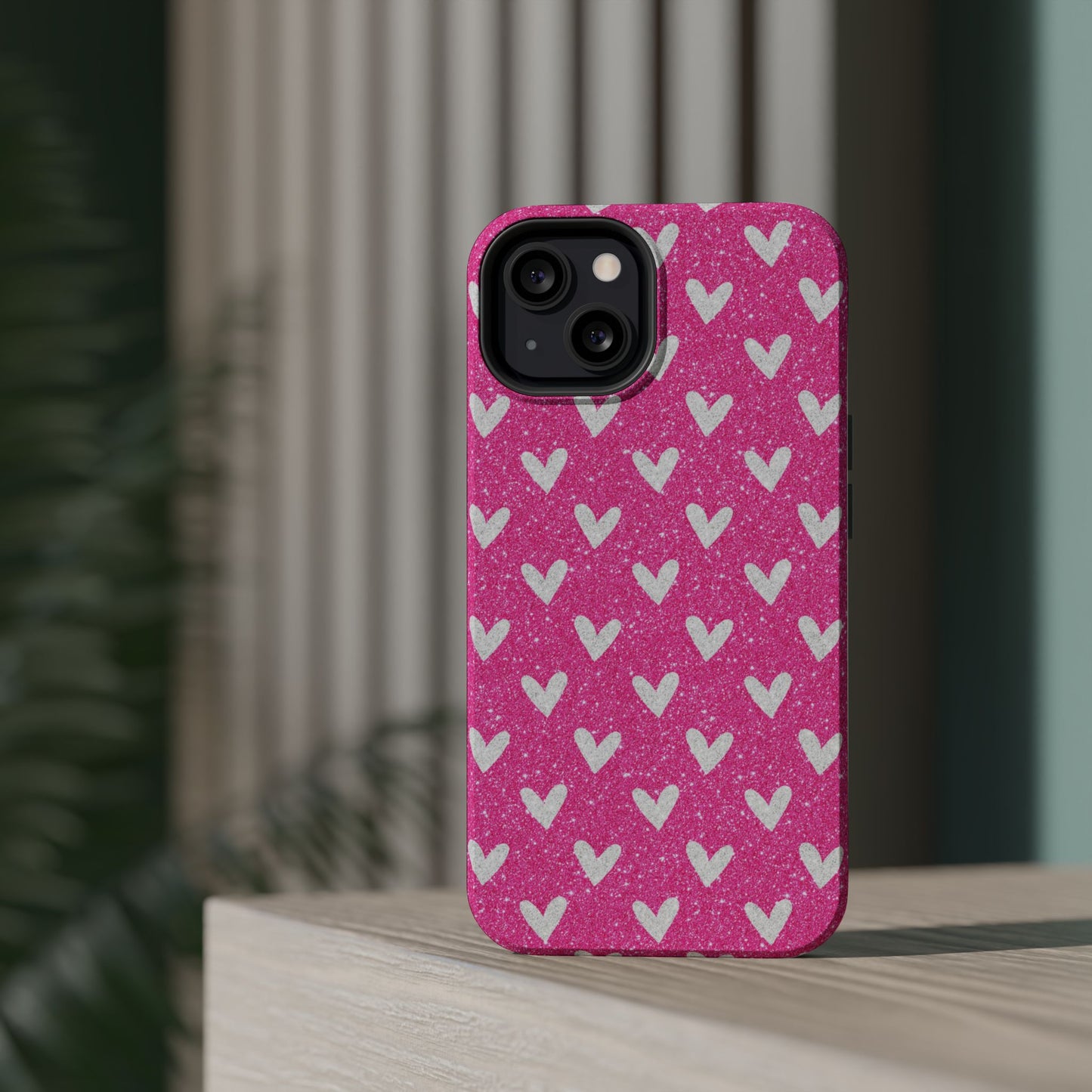 Pink Glitter Hearts Pattern – MagSafe iPhone Case