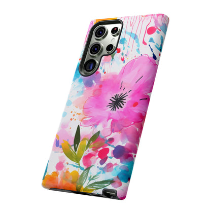 Color Splash Pink & Orange Watercolor Floral - Samsung Galaxy Case