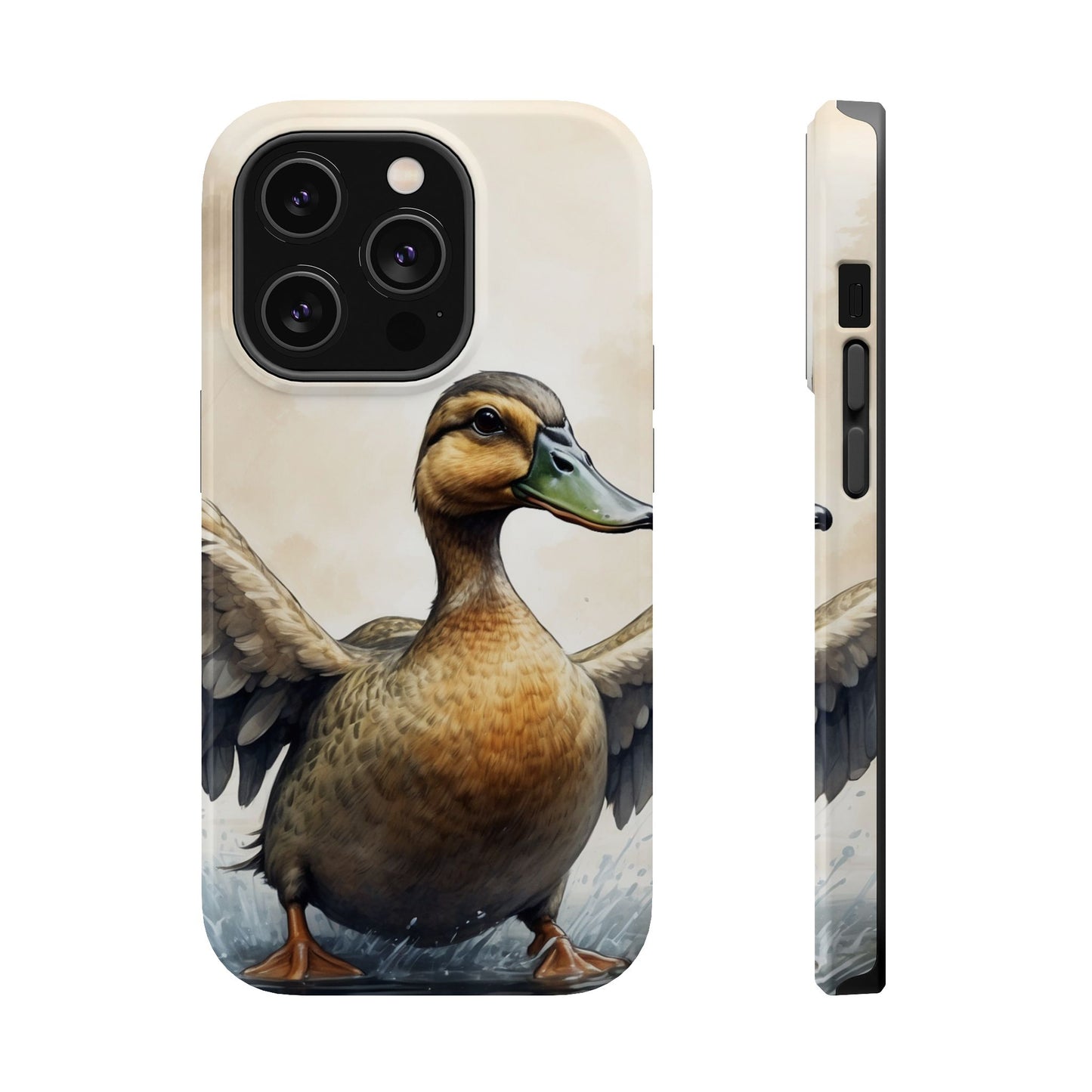 Graceful Duck in Watercolor Scene - MagSafe iPhone Case