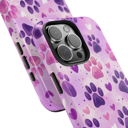 Purple Paw Print iPhone Case - Cute Pet-Themed Protective Cover