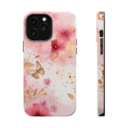 Blush Pink Floral Butterfly - MagSafe iPhone Case