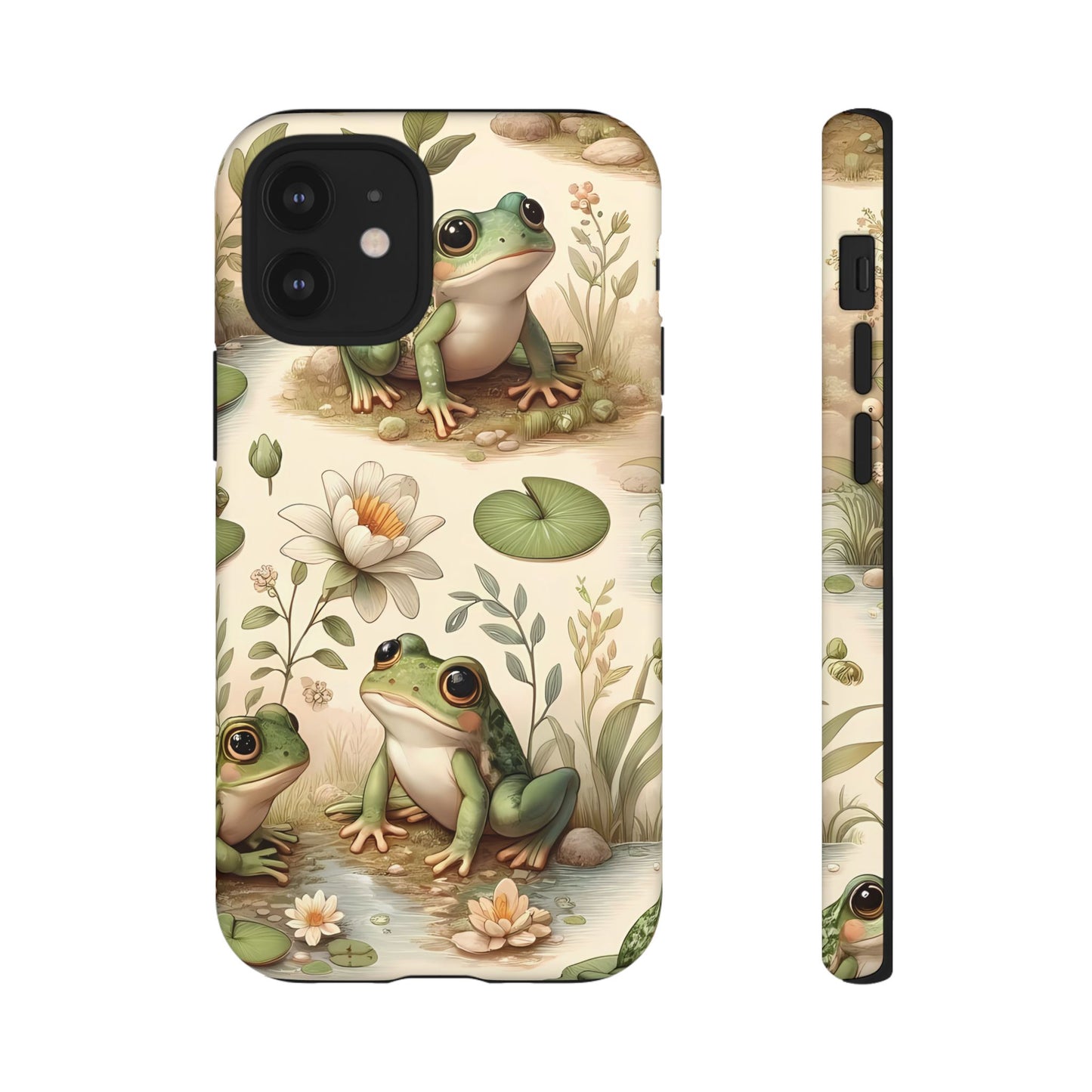 Cute Frogs Phone Case - Pond Pals Frolic - Charming Frog Lily Pad Phone Case for iPhone, Google & Samsung! Great Gift For Any Frog Lover!