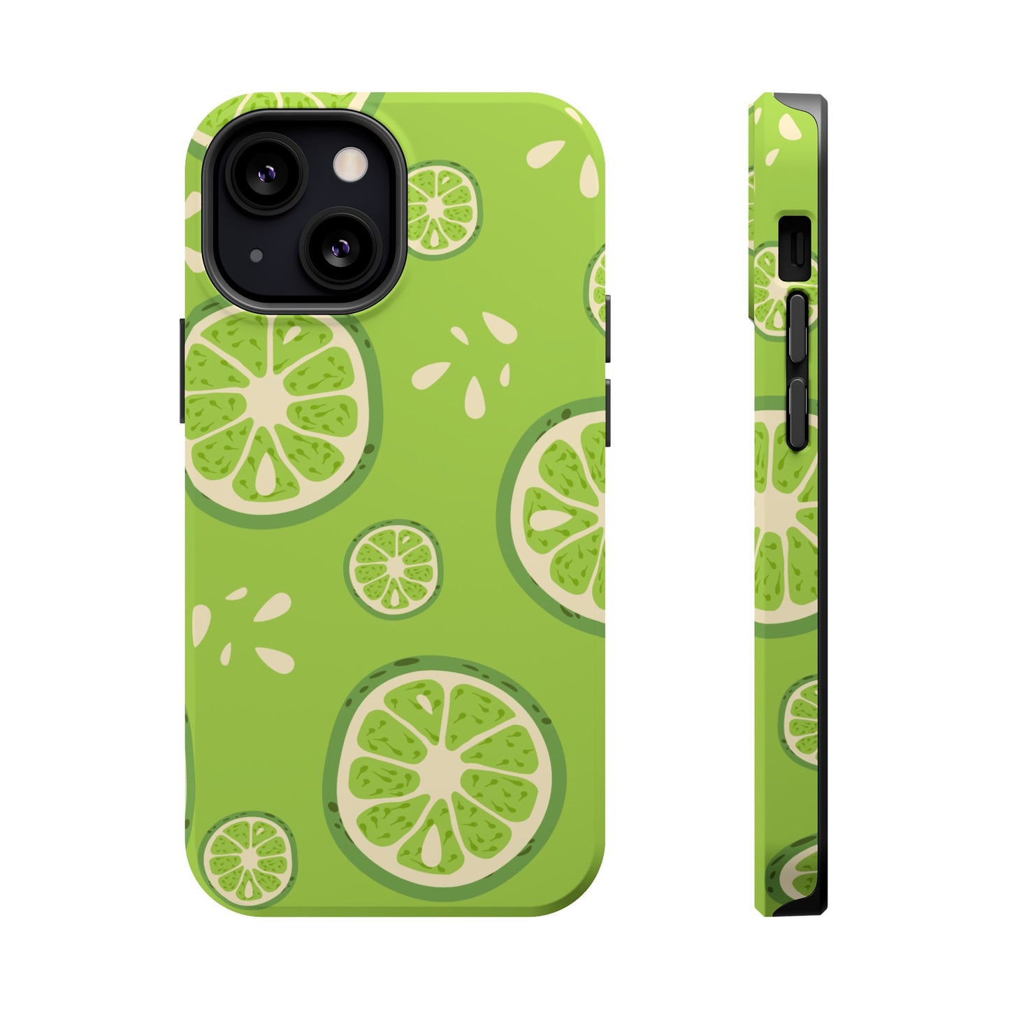 Zesty Lime Splash Tough MagSafe iPhone Case – Fresh Citrus Design, Dual-Layer Protection