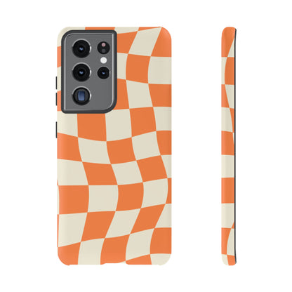 Wavy Retro Checkerboard Samsung Galaxy Case – Shockproof, Matte Finish, Dual-Layer Protection