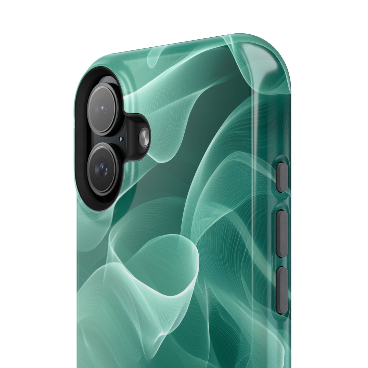 Emerald Flow MagSafe iPhone Case – Translucent Green Fabric-Inspired Design