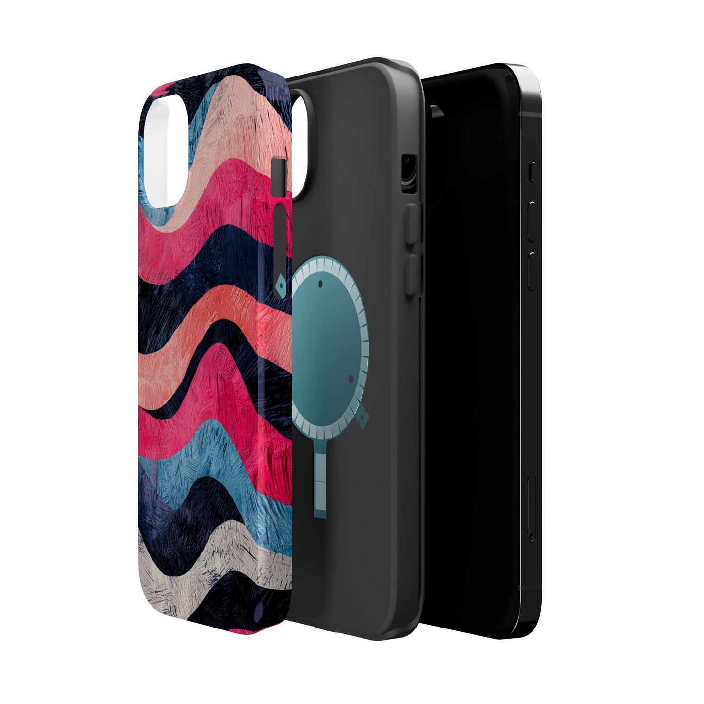 Abstract Wave Pattern MagSafe iPhone Case – Shockproof, Matte Finish, Dual-Layer Protection