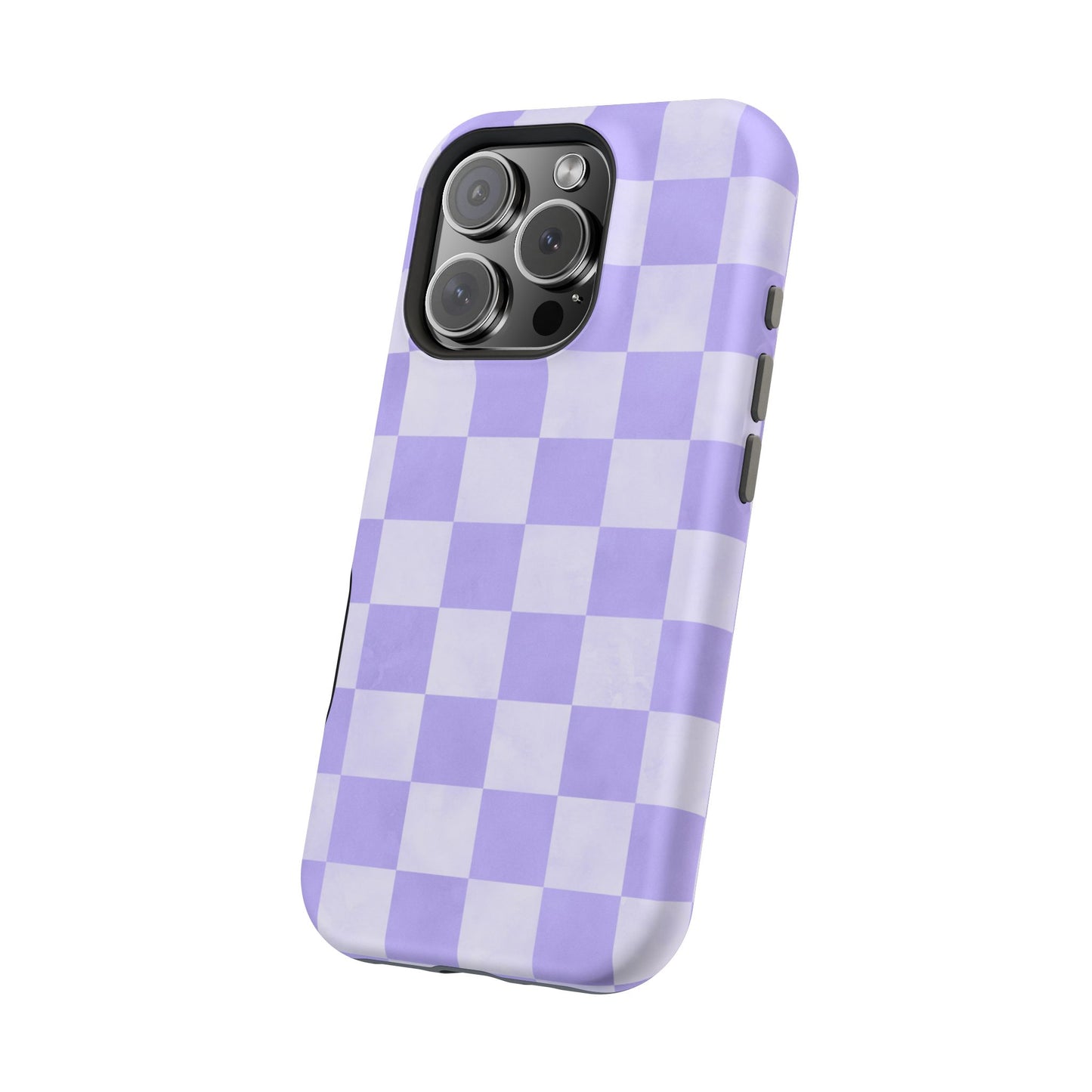 Lavender Checkerboard MagSafe iPhone Case – Shockproof, Smooth Matte Finish, Dual-Layer Design