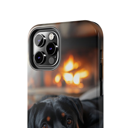 Warm Rottweiler by the Fireplace Samsung Galaxy Case – Rustic Charm for Dog Lovers