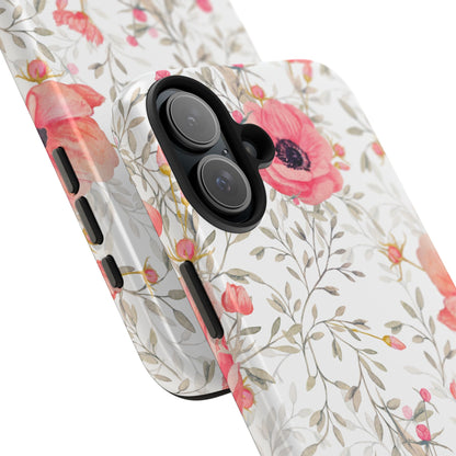 Pink Floral Watercolor iPhone Case – Feminine Poppy Blossom Design