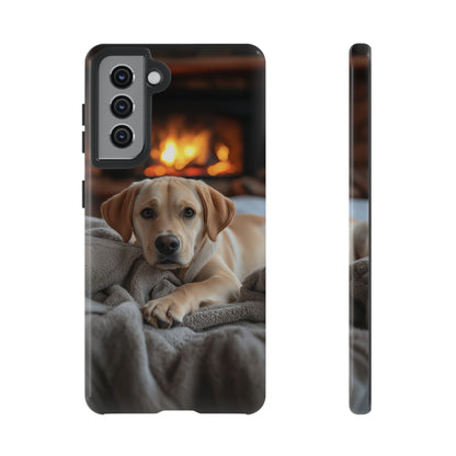 Cozy Golden Retriever by the Fireplace - Samsung Galaxy Case