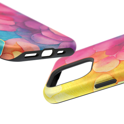 Sunset Petals Watercolor MagSafe iPhone Case – Slim Design, Glossy Finish