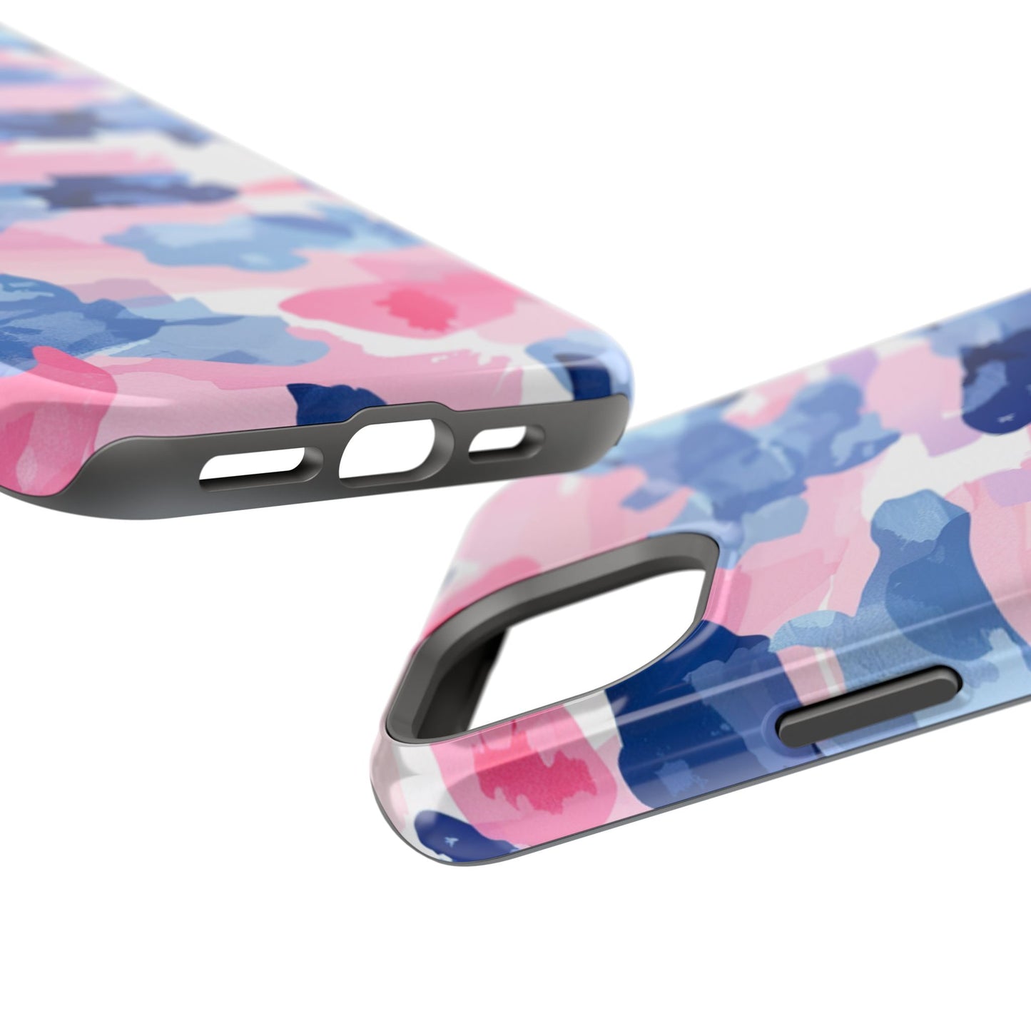 MagSafe Case: Dynamic Pink & Navy Brushstroke Art