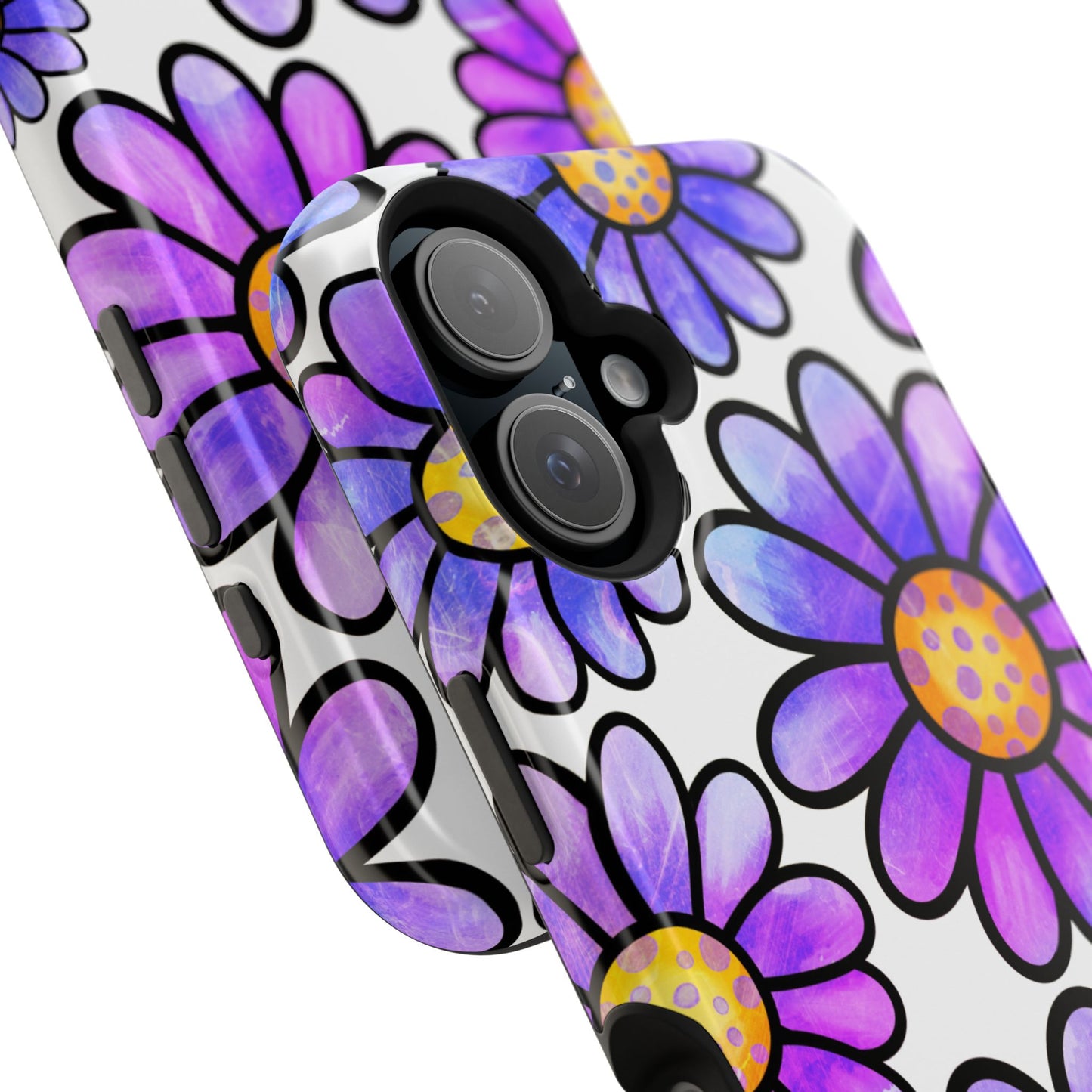 Purple Daisy Delight MagSafe iPhone Case – Slim Profile, Glossy Finish