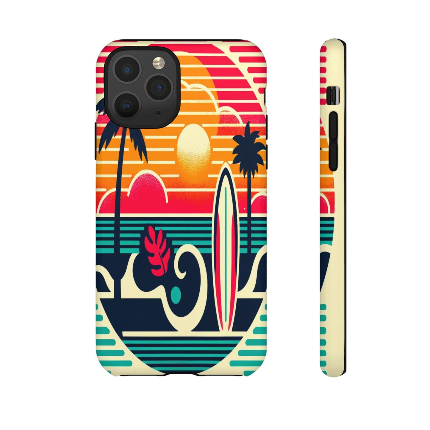 Retro Beach Vibes iPhone Case - Sunset Surfing Protective Cover