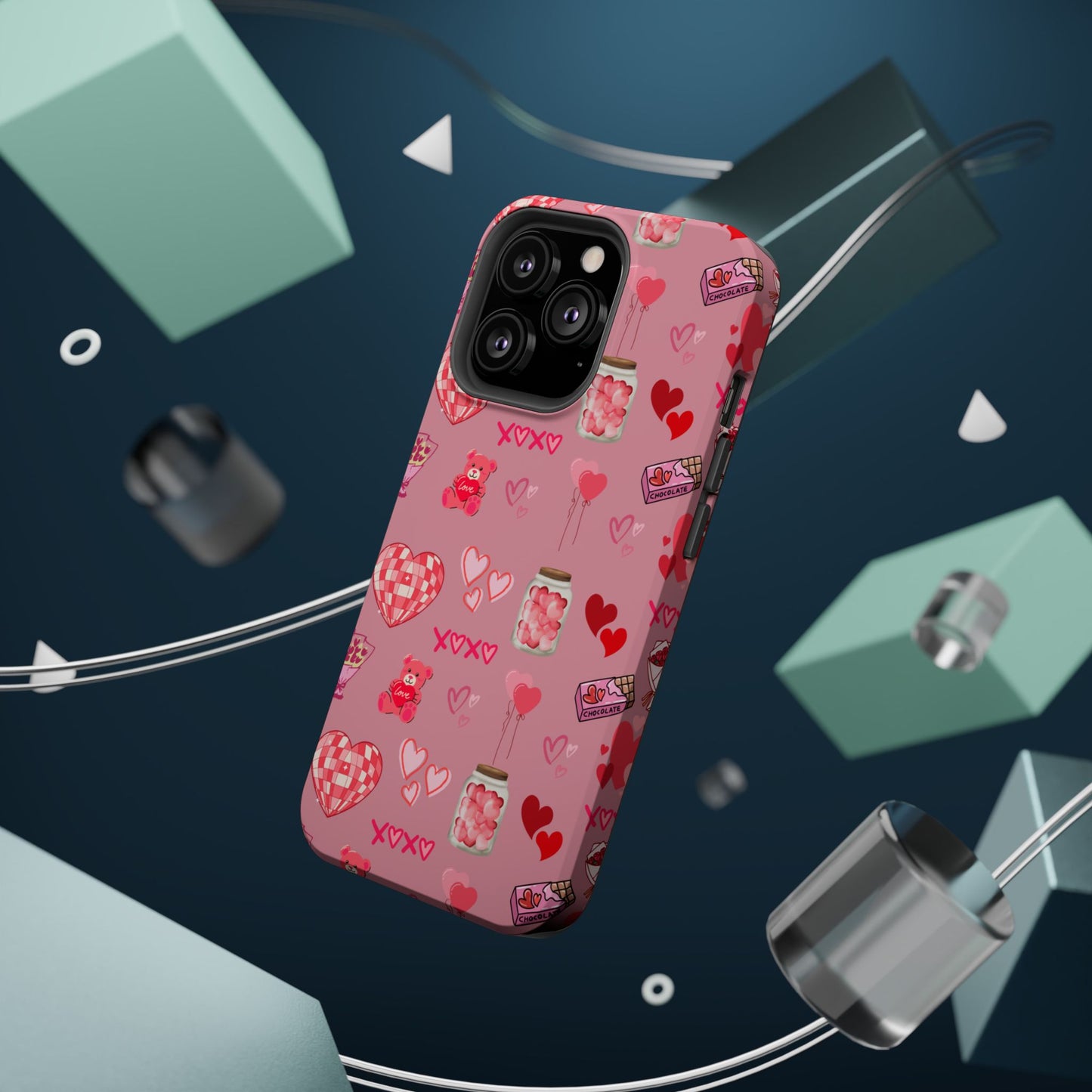 Pink Valentine Love Collage – MagSafe-Compatible iPhone Case