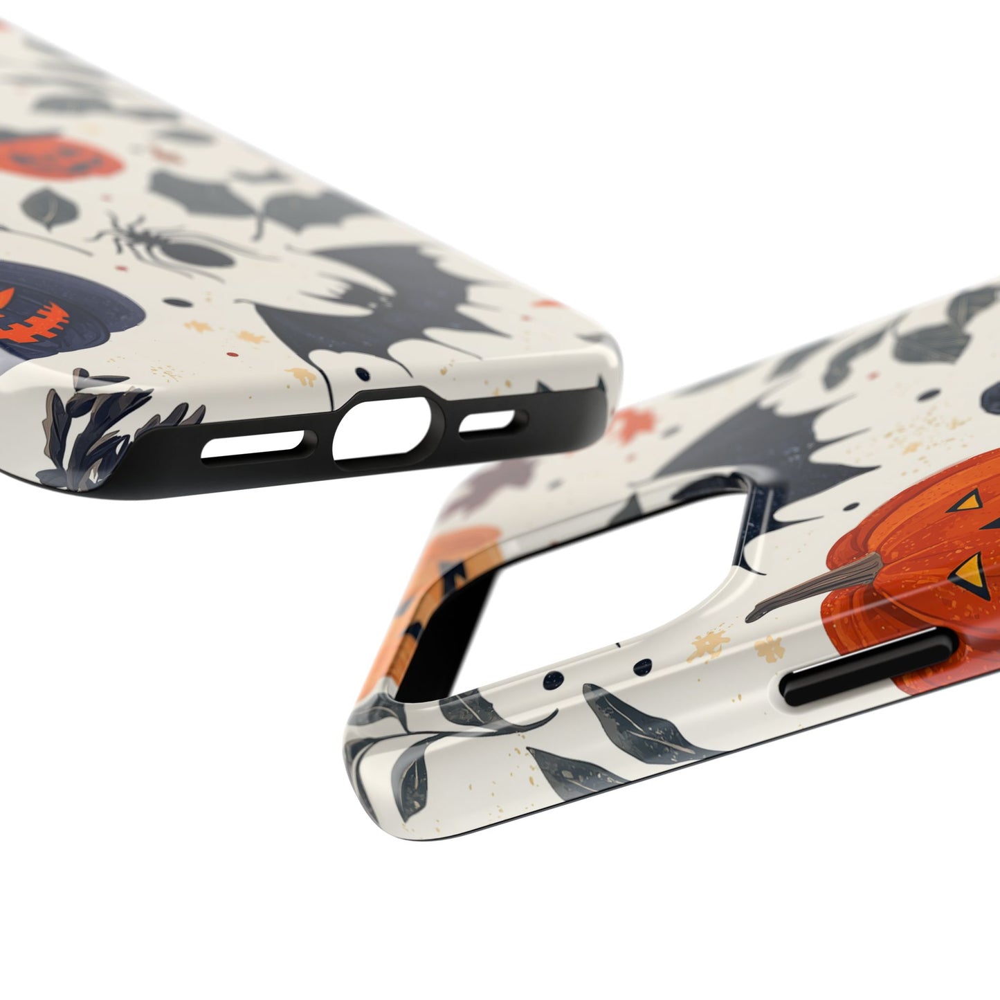 Spooky Halloween iPhone Case – Pumpkins, Bats, and Spider Design