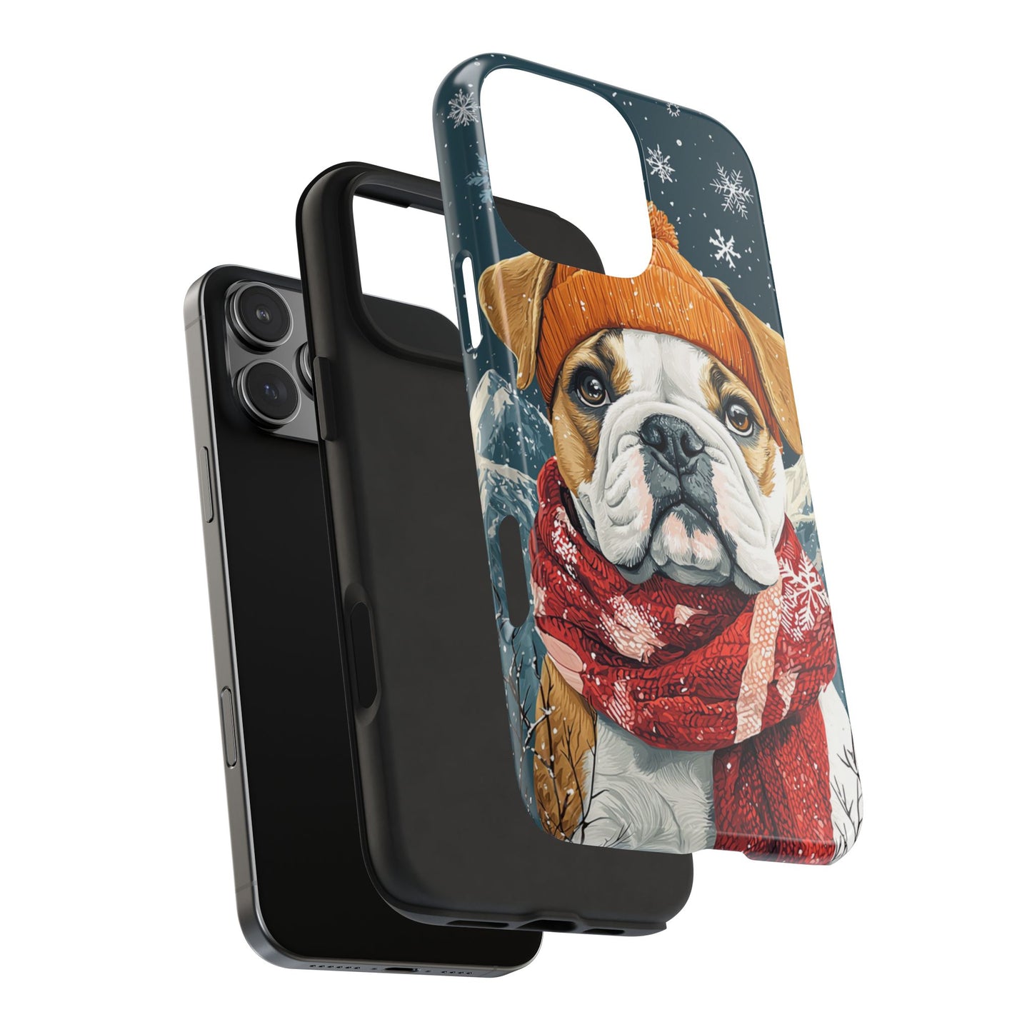 Cozy French Bulldog iPhone Case – Rustic Fireplace Protective Cover