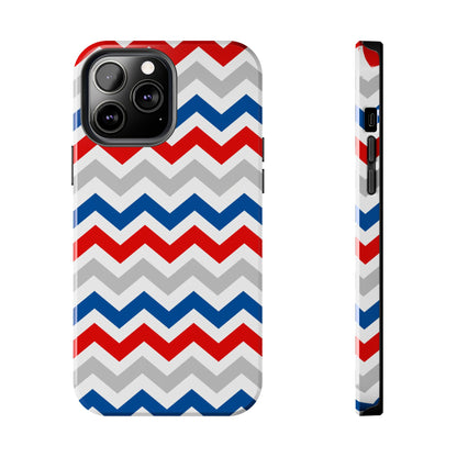 Patriotic Red, White & Blue Chevron – Geometric iPhone Case