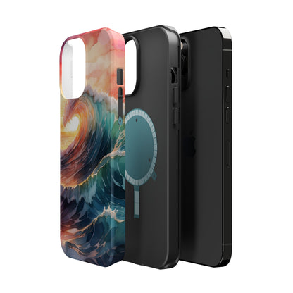 Ocean Sunrise Wave MagSafe iPhone Case – Vibrant Watercolor Wave Design