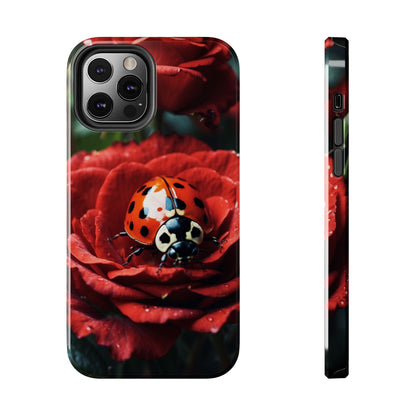 Elegant Rose & Ladybug Charm - iPhone Series Case