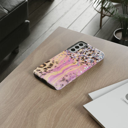 Crystal Glam Leopard - Samsung Galaxy Series Case with Glitter and Gem Accents