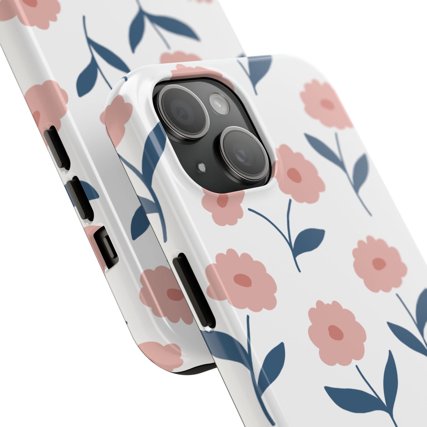 Playful Pink Floral Tough iPhone Case – Soft Pastel Design, Slim & Shockproof