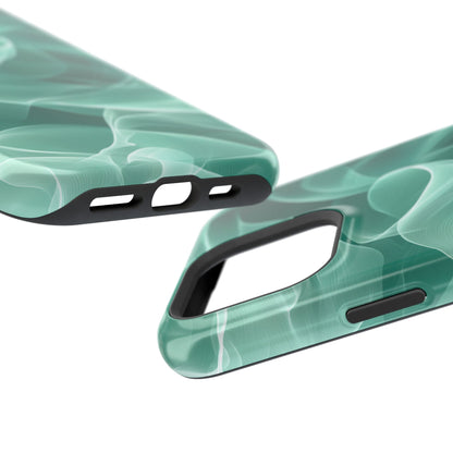 Emerald Flow MagSafe iPhone Case – Translucent Green Fabric-Inspired Design