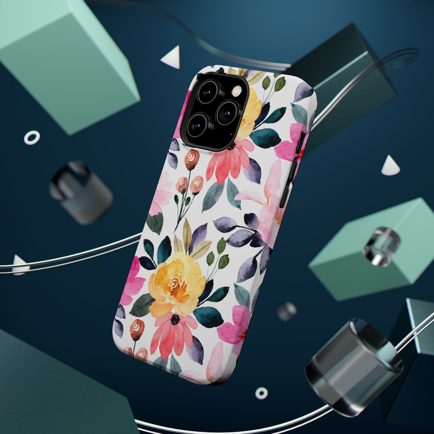 Blossoming Beauty – MagSafe Case with Pastel Floral Watercolor Design