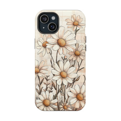 Pastel Daisy MagSafe iPhone Case - Elegant Floral Protective Cover