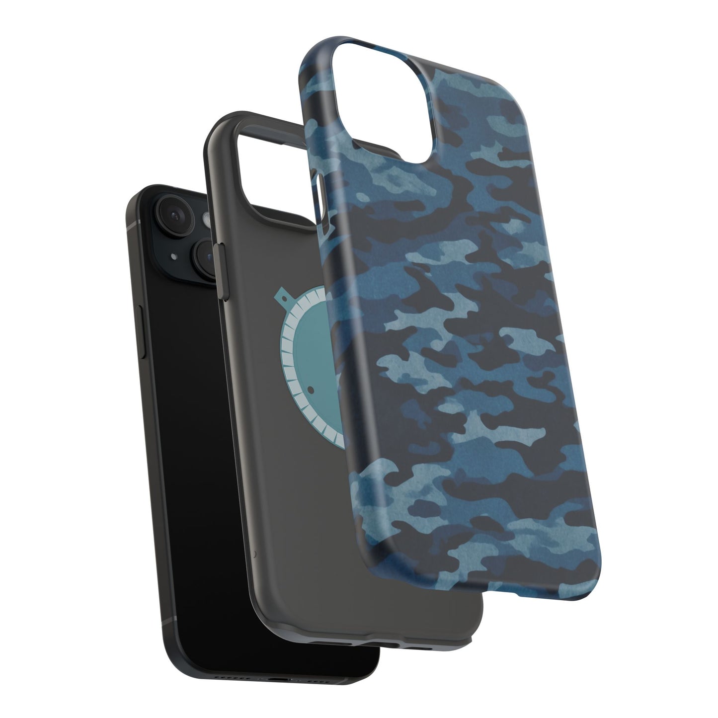 Dark Blue Camouflage – MagSafe iPhone Case with Modern Rugged Style