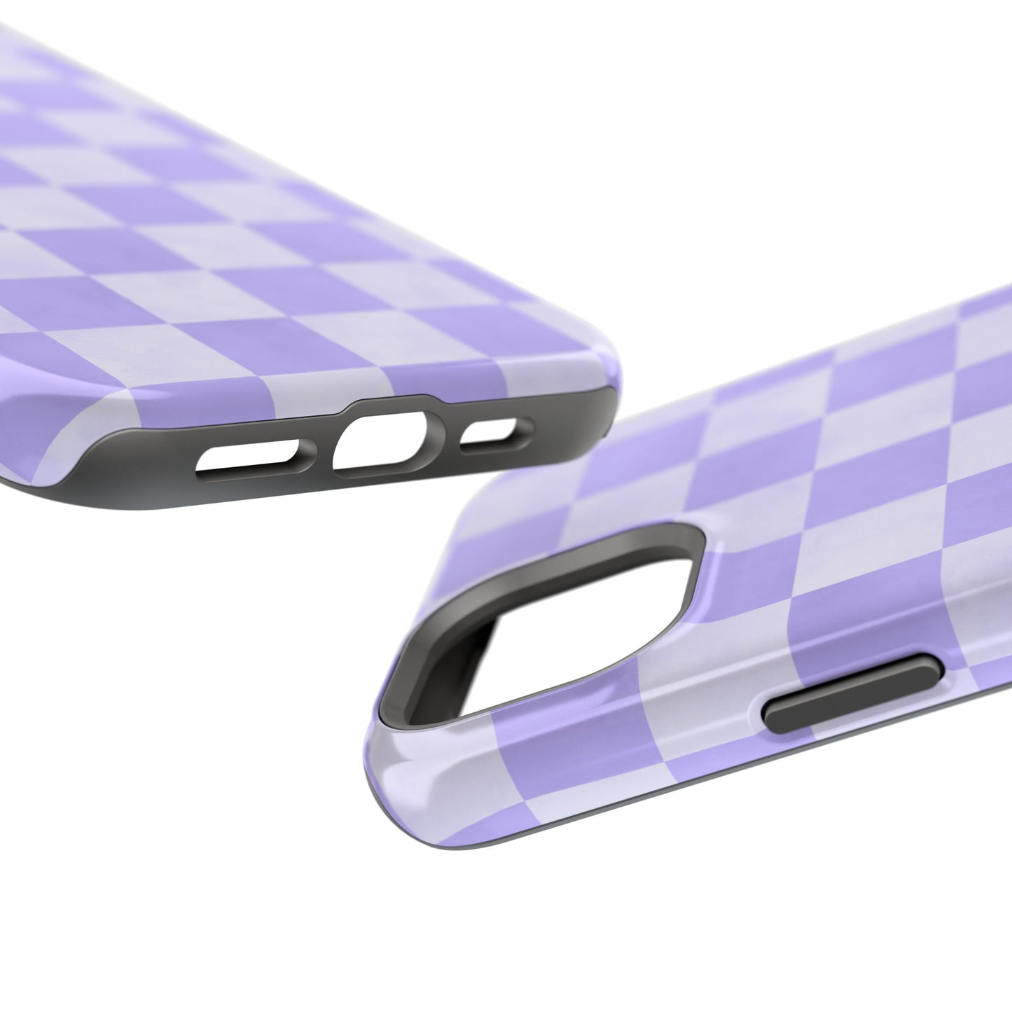 Lavender Checkerboard MagSafe iPhone Case – Shockproof, Smooth Matte Finish, Dual-Layer Design