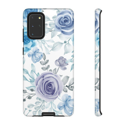 Elegant Blue & Violet Roses Samsung Galaxy Case – Artistic Floral Design for Stylish Protection